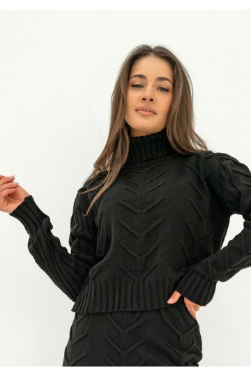 Roxen - Black knitted polo...