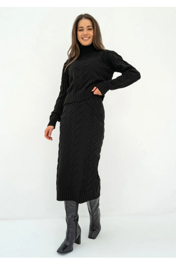 Roxen - Black knitted midi...