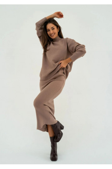 Malte - Taupe knitted midi...