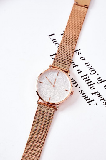 Watch With Glitter Dial Michael John Rose Gold 2