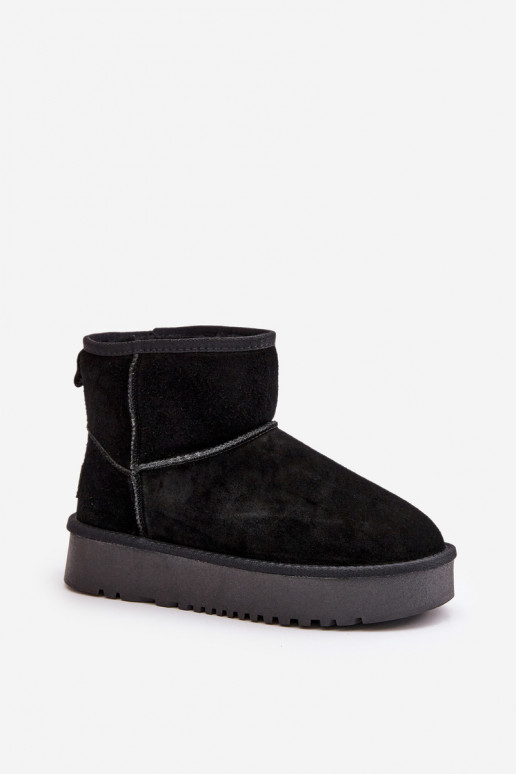 Women's Suede Snow Boots On Platform Above Ankle Black Rianaella Women's Suede Snow Boots On Platform Above Ankle Black Rianaella