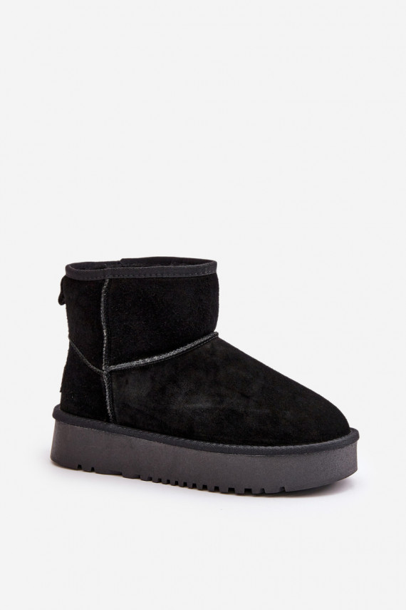 Women's Suede Snow Boots On Platform Above Ankle Black Rianaella