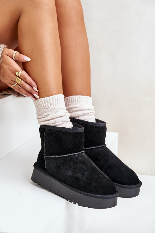 Women's Suede Snow Boots On Platform Above Ankle Black Rianaella Women's Suede Snow Boots On Platform Above Ankle Black Rianaella