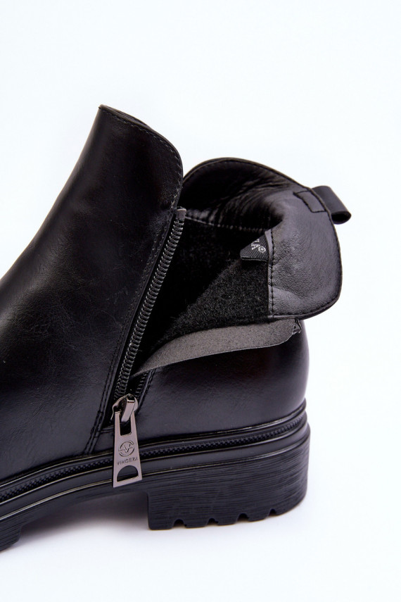 Leather Low-Top Boots Black Foteini