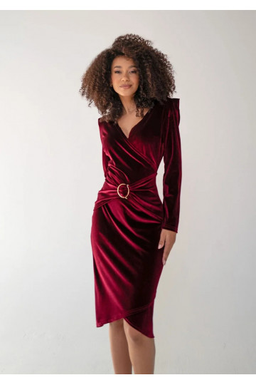 Ella - Claret velvet midi...