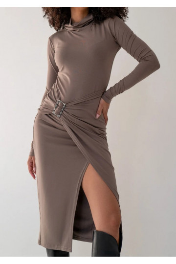 Miya - Latte beige midi dress
