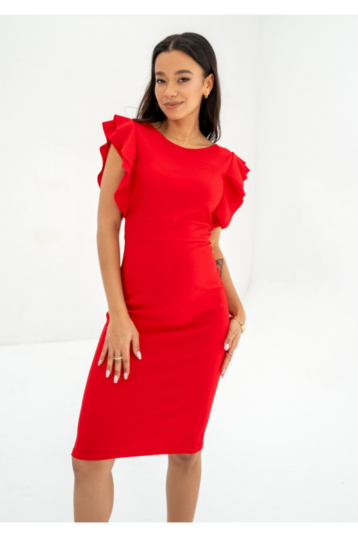 Keyana - Red tight midi dress with... Keyana - Red tight midi dress with...