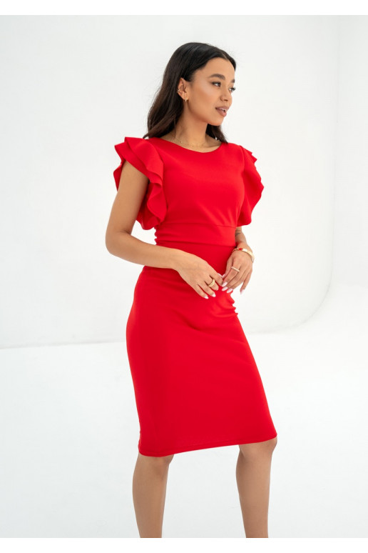 Keyana - Red tight midi dress with... Keyana - Red tight midi dress with...