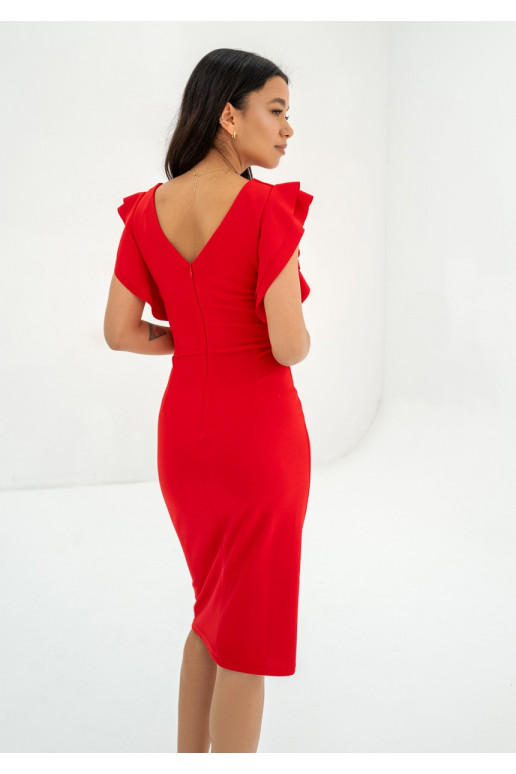 Keyana - Red tight midi dress with... Keyana - Red tight midi dress with...