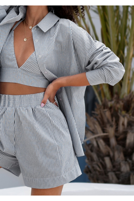 Suri - Cotton striped blue shorts Suri - Cotton striped blue shorts