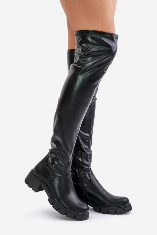 Knee High Boots With Flat Heel Made Of Eco Leather Mesiga Knee High Boots With Flat Heel Made Of Eco Leather Mesiga