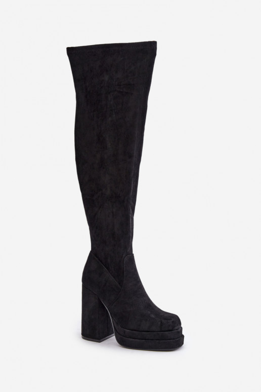 Knee High Heeled And Platform Boots Black Nadelian Knee High Heeled And Platform Boots Black Nadelian