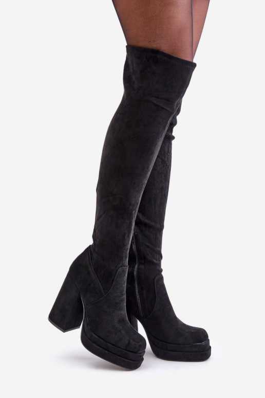 Knee High Heeled And Platform Boots Black Nadelian Knee High Heeled And Platform Boots Black Nadelian