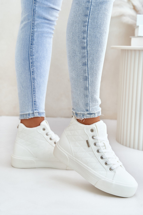 Warmed Women's Sneakers With Stitches White Big Star OO274A479