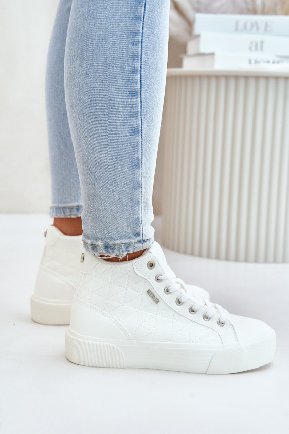 Warmed Women's Sneakers With Stitches White Big Star OO274A479