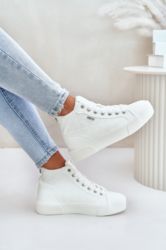 Warmed Women's Sneakers With Stitches White Big Star OO274A479