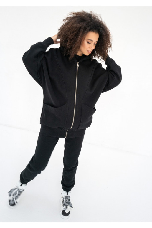 Amala - Black oversize zipped hoodie