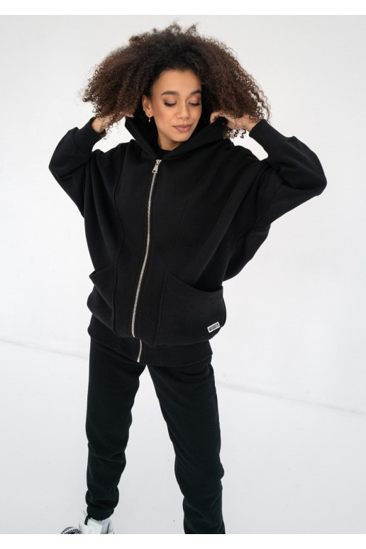 Amala - Black oversize zipped hoodie