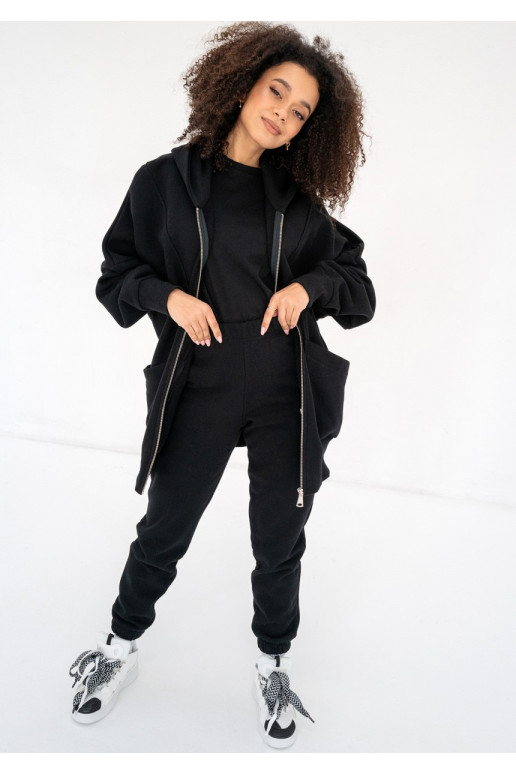 Amala - Black oversize zipped hoodie