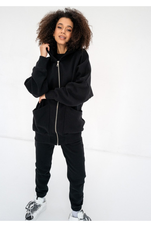 Amala - Black oversize zipped hoodie