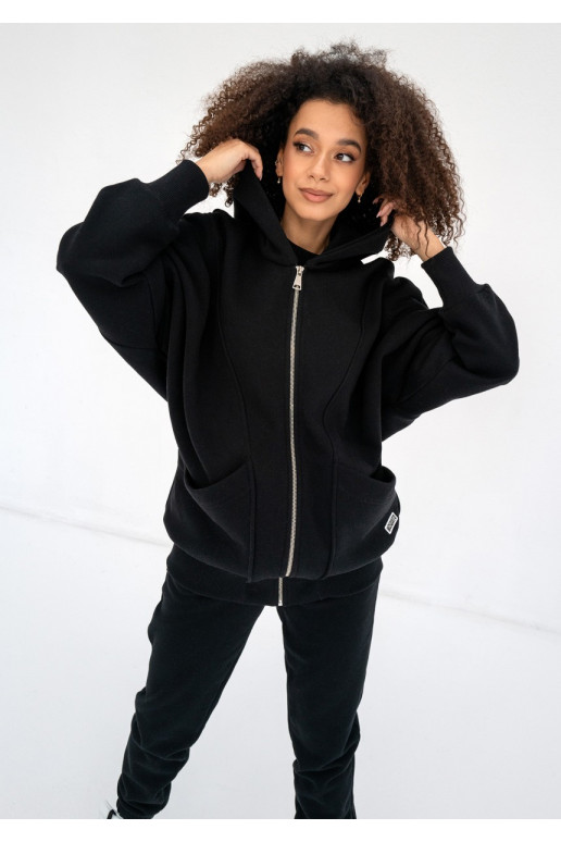 Amala - Black oversize zipped hoodie