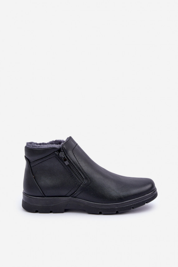 Warm Men's Boots Made Of Eco Leather Black Daniello
