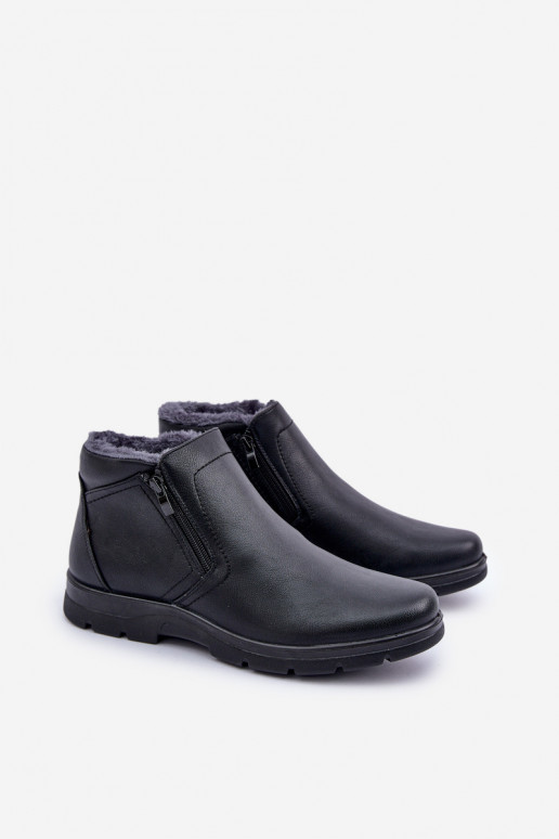 Warm Men's Boots Made Of Eco Leather Black Daniello Warm Men's Boots Made Of Eco Leather Black Daniello