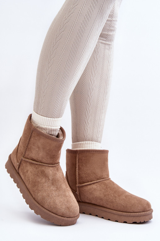 Warm snow boots with fur inside khaki color Lizio