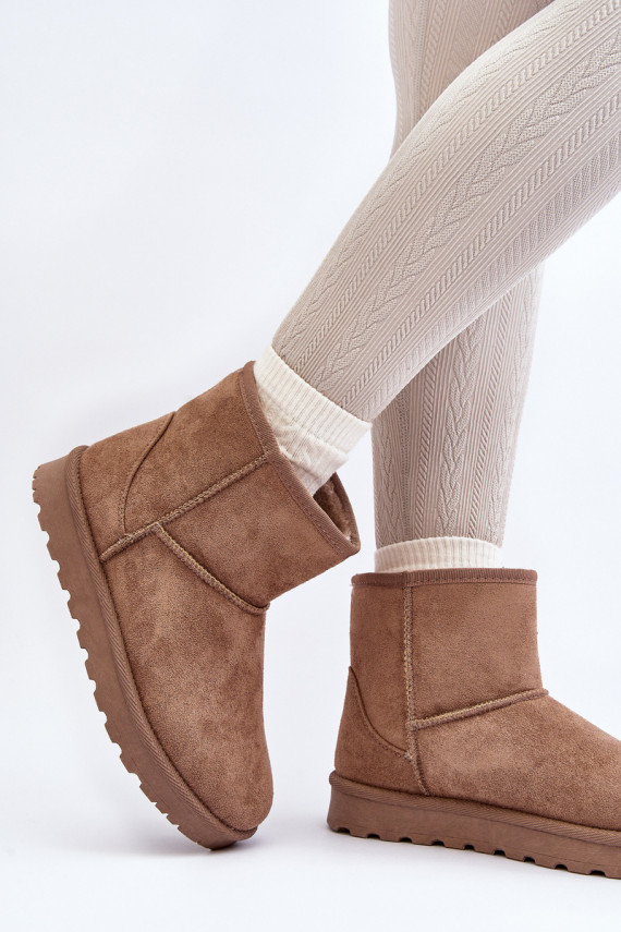 Warm snow boots with fur inside khaki color Lizio