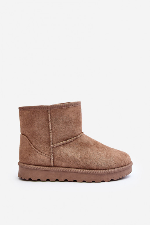 Warm snow boots with fur inside khaki color Lizio
