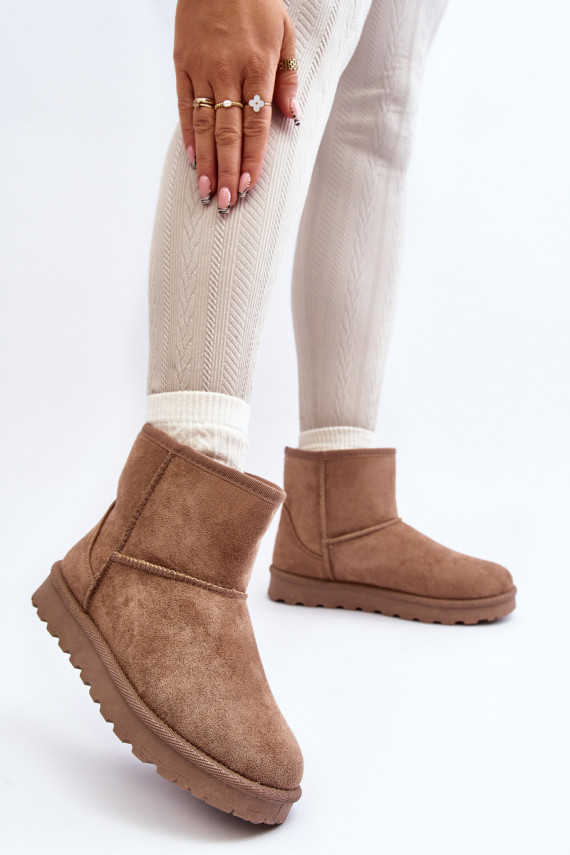 Warm snow boots with fur inside khaki color Lizio