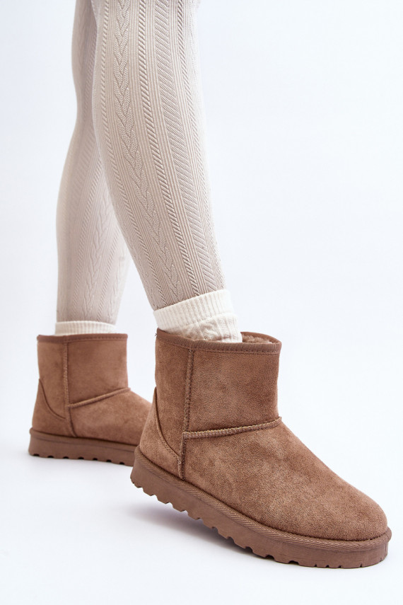 Warm snow boots with fur inside khaki color Lizio