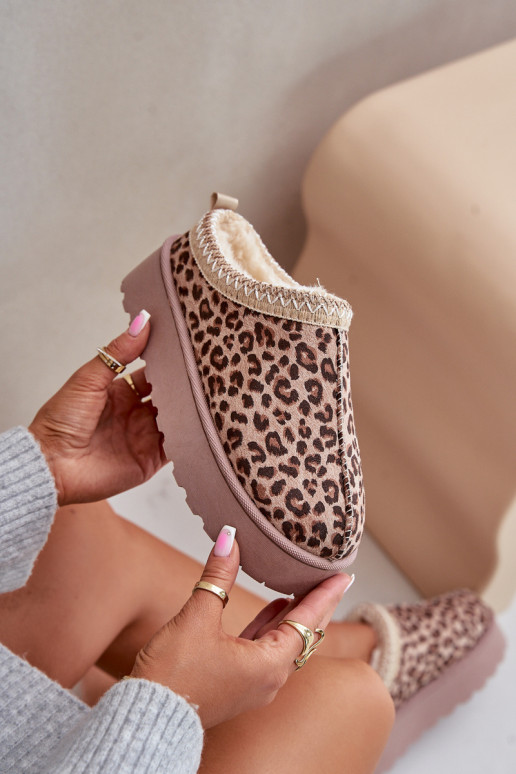 Women's Platform Snow Boots Insulated With Fur Leopard Brown Straps Women's Platform Snow Boots Insulated With Fur Leopard Brown Straps