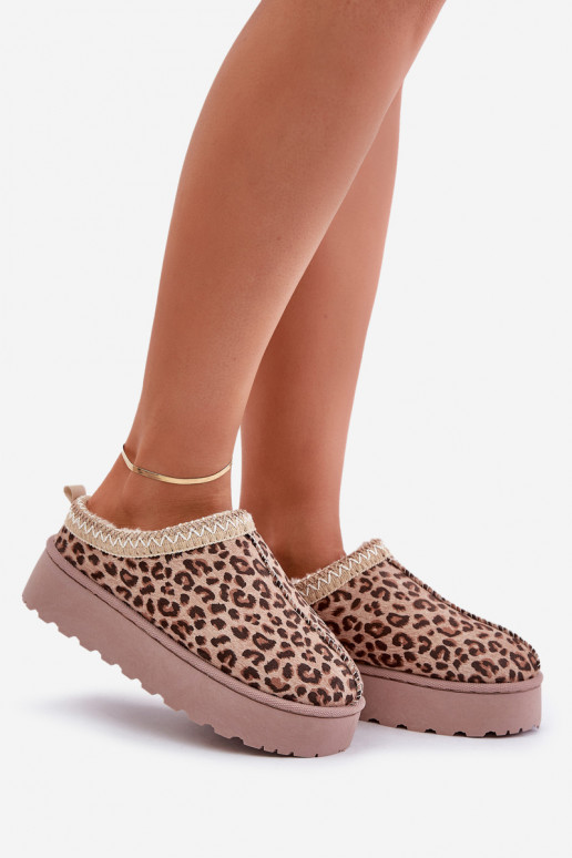 Women's Platform Snow Boots Insulated With Fur Leopard Brown Straps Women's Platform Snow Boots Insulated With Fur Leopard Brown Straps