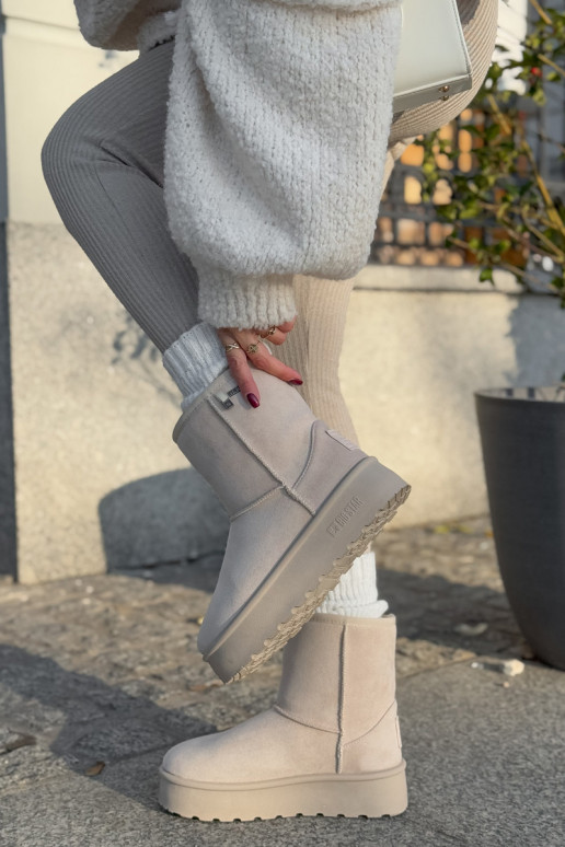 High women's snow boots on a platform Big Star OO274897 light beige High women's snow boots on a platform Big Star OO274897 light beige