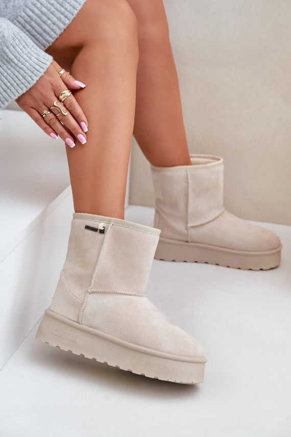 High women's snow boots on a platform Big Star OO274897 light beige