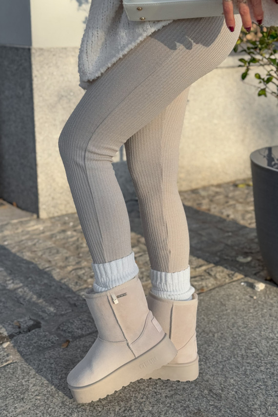 High women's snow boots on a platform Big Star OO274897 light beige