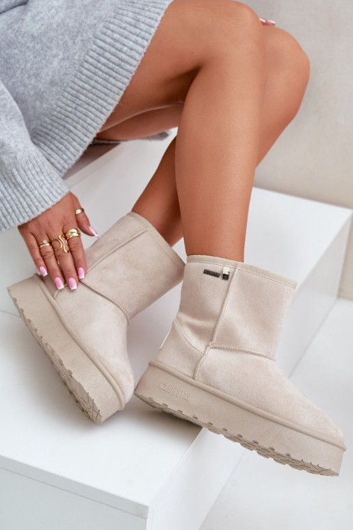 High women's snow boots on a platform Big Star OO274897 light beige High women's snow boots on a platform Big Star OO274897 light beige