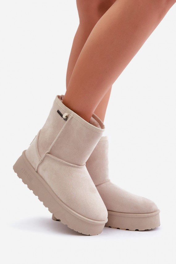 High women's snow boots on a platform Big Star OO274897 light beige