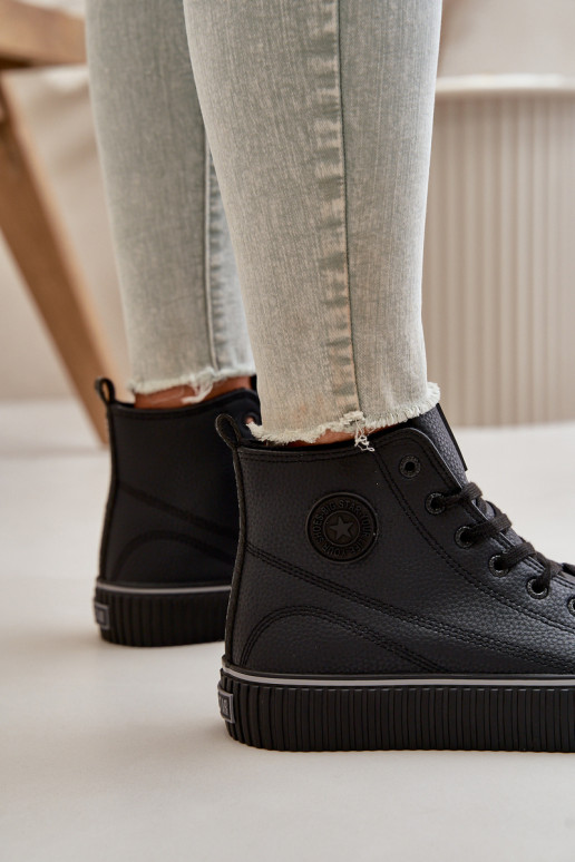Women's Insulated Sneakers Made Of Eco Leather Big Star Black