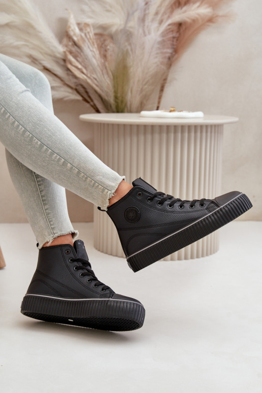 Women's Insulated Sneakers Made Of Eco Leather Big Star Black