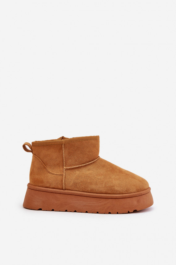 Low snow boots Women with platform warmed with fur inside brown color Saldren