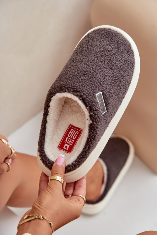 Warm Slippers On Thick Sole Big Star MM274134 Dark Gray Warm Slippers On Thick Sole Big Star MM274134 Dark Gray