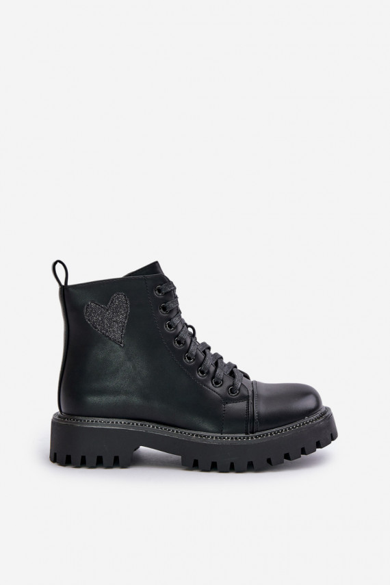 Women's shoes with zipper and decorative heart Black Obeena