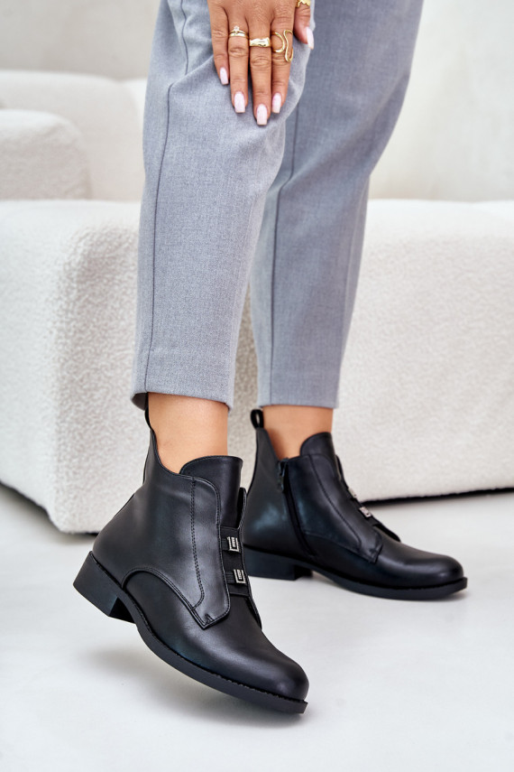Women's insulated eco leather heeled boots S.Barski in black