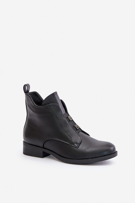 Women's insulated eco leather heeled boots S.Barski in black