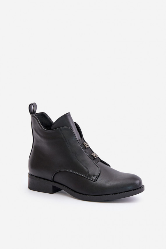 Women's insulated eco leather heeled boots S.Barski in black