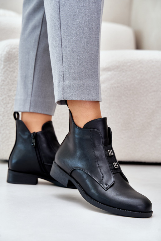 Women's insulated eco leather heeled boots S.Barski in black