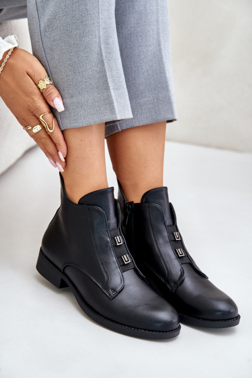 Women's insulated eco leather heeled boots S.Barski in black