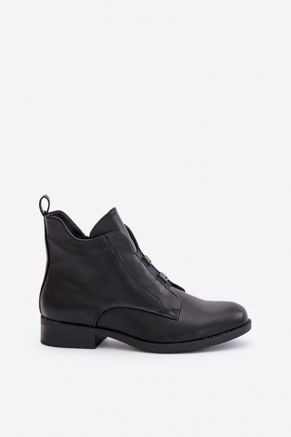 Women's insulated eco leather heeled boots S.Barski in black